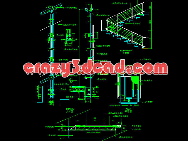 Autocad stair railing details
